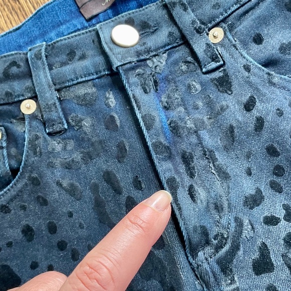 Robert Cavalli Black Leopard Print coated finish straight leg jean - Picture 4 of 8